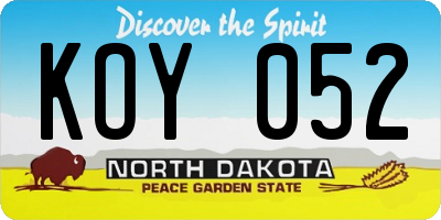 ND license plate KOY052