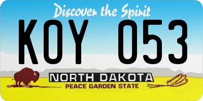 ND license plate KOY053