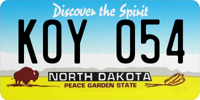 ND license plate KOY054