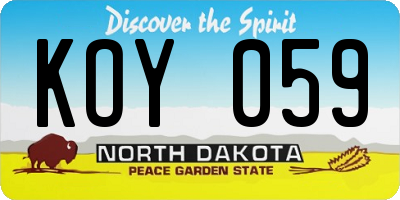 ND license plate KOY059