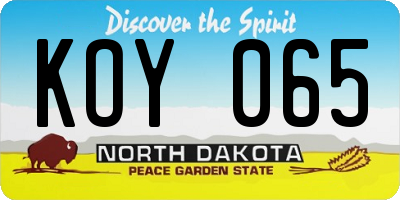 ND license plate KOY065
