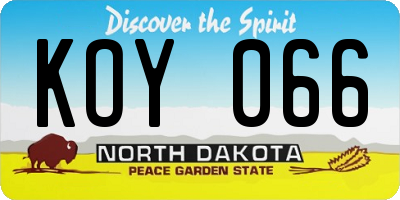 ND license plate KOY066