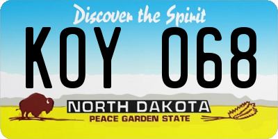 ND license plate KOY068