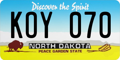 ND license plate KOY070