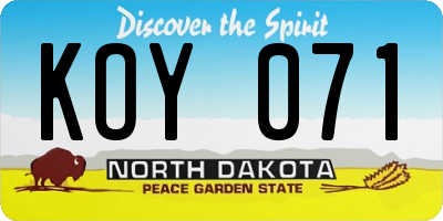 ND license plate KOY071