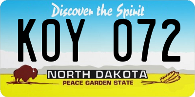 ND license plate KOY072