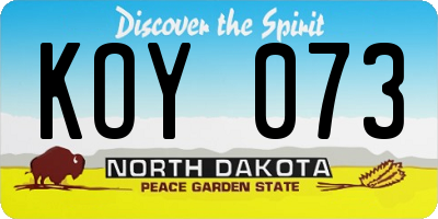 ND license plate KOY073