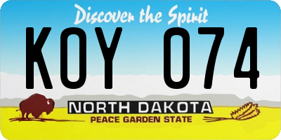 ND license plate KOY074