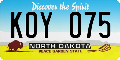 ND license plate KOY075
