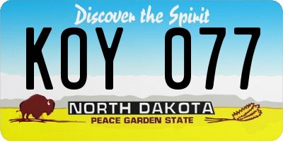 ND license plate KOY077