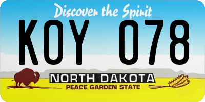 ND license plate KOY078