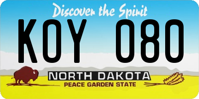 ND license plate KOY080