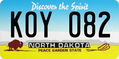 ND license plate KOY082