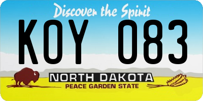 ND license plate KOY083