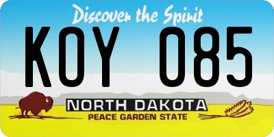 ND license plate KOY085