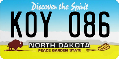 ND license plate KOY086