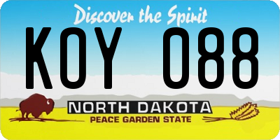 ND license plate KOY088
