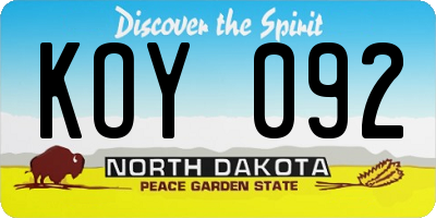 ND license plate KOY092