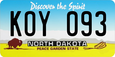 ND license plate KOY093