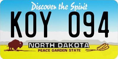 ND license plate KOY094
