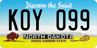 ND license plate KOY099
