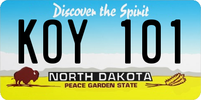 ND license plate KOY101