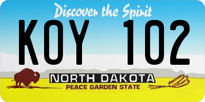 ND license plate KOY102