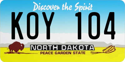 ND license plate KOY104