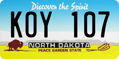 ND license plate KOY107
