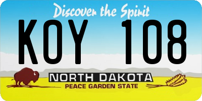 ND license plate KOY108