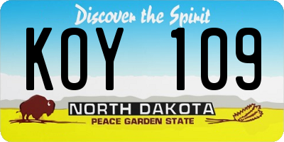 ND license plate KOY109