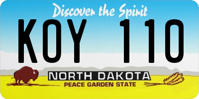 ND license plate KOY110