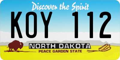 ND license plate KOY112