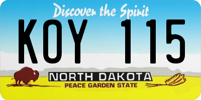 ND license plate KOY115