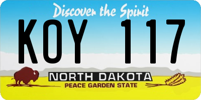 ND license plate KOY117
