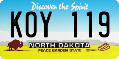 ND license plate KOY119