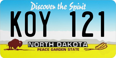ND license plate KOY121
