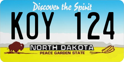 ND license plate KOY124