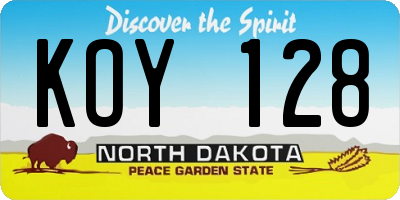 ND license plate KOY128