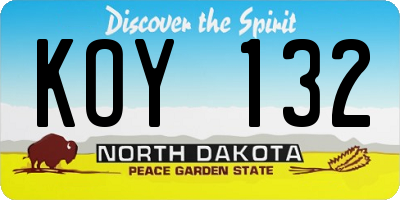 ND license plate KOY132