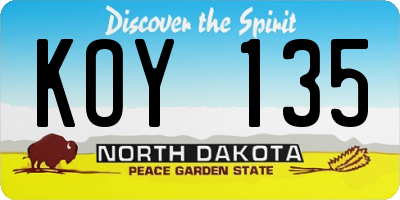 ND license plate KOY135