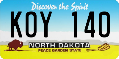 ND license plate KOY140