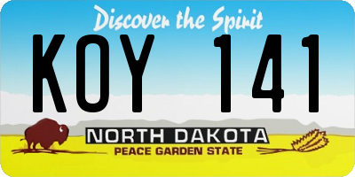ND license plate KOY141