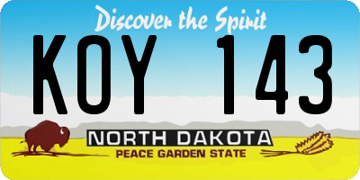 ND license plate KOY143