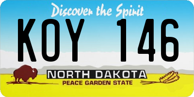 ND license plate KOY146