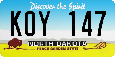 ND license plate KOY147