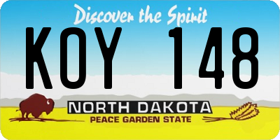 ND license plate KOY148