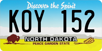 ND license plate KOY152