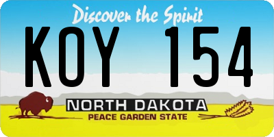 ND license plate KOY154