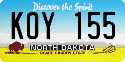 ND license plate KOY155